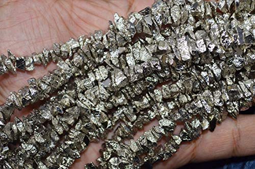 BEADS GEMSTONE AAA Quality Titanium Grey Pyrite Rough Chips 5 to 7 mm,16 Zoll Strand Code-HIGH-45196 von WORLD WIDE GEMS