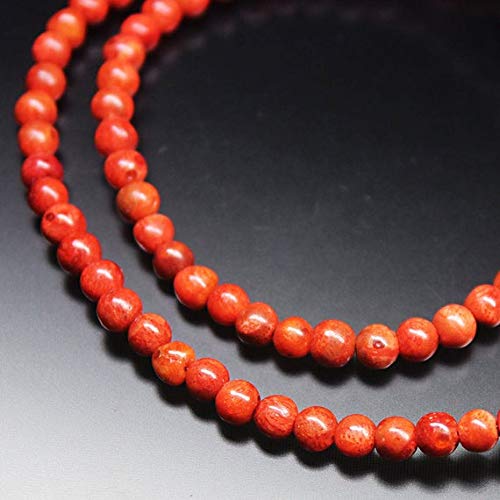 BEADS GEMSTONE AAA Rare Red Coral Smooth Round Ball Edelstein Lose Perlen Strand 16 Zoll Lange 4mm Code-HIGH-20846 von WORLD WIDE GEMS