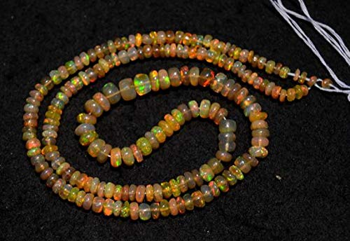 BEADS GEMSTONE Äthiopian Opal Beads, Welo Opal, Opal Plain Rondelles, 3,5mm To 6mm, 17 Zoll Strand Code-HIGH-31351 von WORLD WIDE GEMS