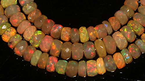 BEADS GEMSTONE Äthiopian Opal Perlen 16 Pcs Top Quality 5 to 6mm Faceted Rondelle Opal Perlen Feuer Opal Edelstein Perlen Code-HIGH-71547, Edelstein Metall Stein von WORLD WIDE GEMS