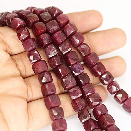 BEADS GEMSTONE Africa Red Rubin Faceted Square Box Edelstein Lose Craft Beads Strand 15 Zoll Lange 7mm 9mm Code-HIGH-27374 von WORLD WIDE GEMS