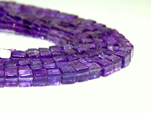 BEADS GEMSTONE Amethyst 3D Cube Perlen Glatte Box Form 100 Persent Natural Edelstein Größe 5x4,2 mm 16 Zoll Long Inches Strand. Code-HIGH-41602 von WORLD WIDE GEMS