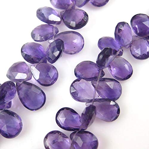 BEADS GEMSTONE Amethyst Edelsteinperle,Semi Precious 100% Genuine Amethyst Pear Shape Briolette Perlen-Loose Beads-Grade B-10mm-5pcs Code-HIGH-66404, Edelstein Metall Stein von WORLD WIDE GEMS