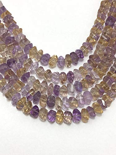 BEADS GEMSTONE Ametrin Faceted Twisted Rondelle 6 to 7 mm 8 Inch Long/Edelsteinperlen/Semi Precious Perlen/Ametrin Perlen/Faceted Beads/Rondelle Perlen Code-HIGH-42878 von WORLD WIDE GEMS