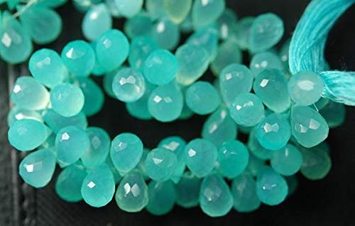 BEADS GEMSTONE Aqua Chalceny Faceted Drops Briolettes 10-12mm Large Size Code-HIGH-57026 von WORLD WIDE GEMS