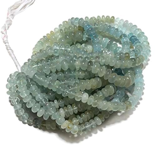 BEADS GEMSTONE Aquamarine Rondelles, Aquamarin Beads, Glatte Rondelle Perlen, 7mm Perlen, 12 Zoll Strand Code-HIGH-49227, Edelstein Metall Stein von WORLD WIDE GEMS