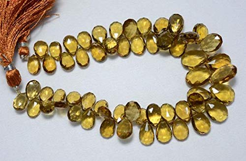 BEADS GEMSTONE Beer Quarz Beads, Quarz Birnenform, Briolette Perlen Faceted Edelstein für Schmuck, 5x7mm To 8x12mm Approx, 9 Zoll Strand Code-HIGH-31561 von WORLD WIDE GEMS