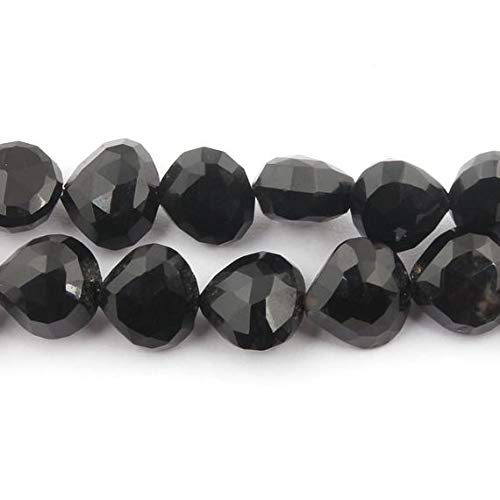 BEADS GEMSTONE Big Halloween Sale 1 Beach Excellent Quality Black Onyx Faceted Heart Shape Central Drill Briolettes - Black Onyx Beads 9mm-12mm 8 Zoll Code-HIGH-36025 von WORLD WIDE GEMS