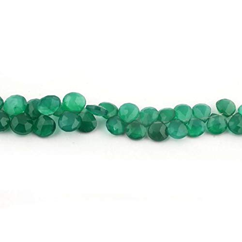 BEADS GEMSTONE Big Halloween Sale 1 Beach Green Onyx Faceted Briolettes - Herz Shape Perlen 9mm-11mm 8.5 Zoll SB802 Code-HIGH-37376, Edelstein Metall Stein von WORLD WIDE GEMS