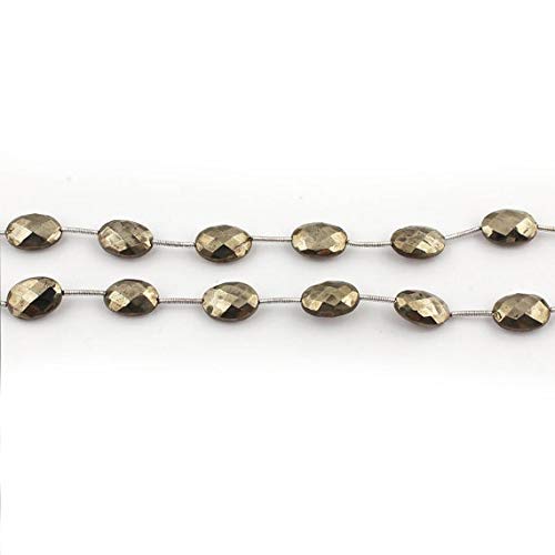 BEADS GEMSTONE Big Halloween Sale 1 Strand Natural Pyrite Faceted Briolettes - Oval Perlen 13mmx9mm 8 Zoll SB1669 Code-HIGH-36433, Edelstein Metall Stein von WORLD WIDE GEMS