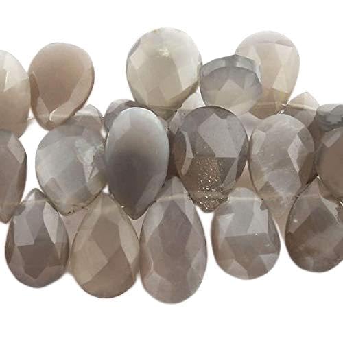 BEADS GEMSTONE Big Halloween Sale Bulk Lot 4 Strände Grey Moonstone Faceted Briolettes - Moonstone Pear Beads 12mmx7mm-18mmx10mm 8 Zoll SB1773 Code-HIGH-36752 von WORLD WIDE GEMS