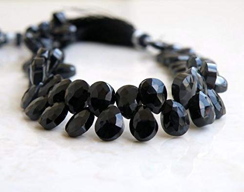 BEADS GEMSTONE Black Spinell Edelstein Faceted Birne Teardrop Briolette 9mm 25 Perlen 1/2 Strand Code-HIGH-58535 von WORLD WIDE GEMS