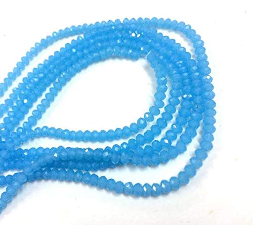 BEADS GEMSTONE Blau Chalceny facettiert rondelle Glasperlen,Quarzstein, Glasstein, Glas facettiert rondelle Perlen, glasslose Edelstein 3-4mm 13 Zoll Lange Zoll Strand Code-HIGH-60981 von WORLD WIDE GEMS