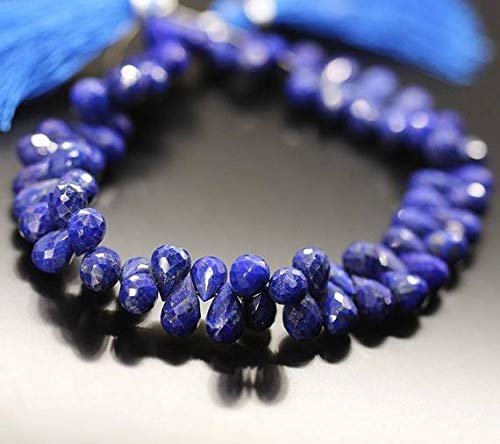 BEADS GEMSTONE Blau Lapis Lazuli Faceted Birne Tropfen Edelstein Handwerk Lose Perlen Strand 11 Zoll Lange 9mm 10mm Code-HIGH-21106 von WORLD WIDE GEMS