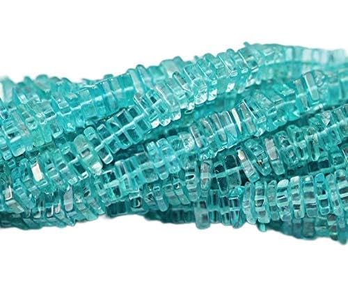 BEADS GEMSTONE Blue Aqua Apatite Smooth Heishi Cube Edelstein Lose Craft Beads Strand 16 Zoll Lange 4mm Code-HIGH-20772 von WORLD WIDE GEMS