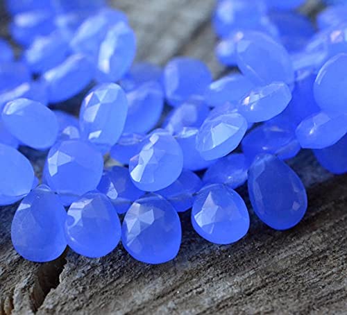 BEADS GEMSTONE Blue Chalceny Briolettes Cobalt Blue Pear Briolettes 10mm to 12mm Strand Edelstein Briolettes Royal Blue Navy Gems 21 to 23 stones Code-HIGH-61246 von WORLD WIDE GEMS