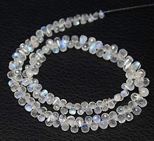 BEADS GEMSTONE Blue Moonstone Faceted Tear Drop Edelstein Handwerk Lose Perlen Strand 11 Zoll Lange 4mm 7mm Code-HIGH-27876 von WORLD WIDE GEMS