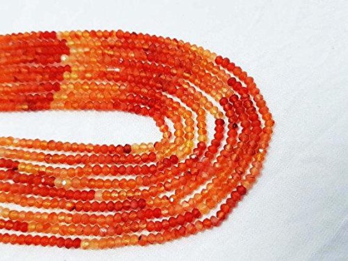 BEADS GEMSTONE Carnelian Shaded Beads AAA Quality Faceted Carnelian Rondelle Beads 3MM Size 8 Zoll Carnelian Faceted Rondelle Beads Strand Code-HIGH-68588, Edelstein Metall Stein von WORLD WIDE GEMS