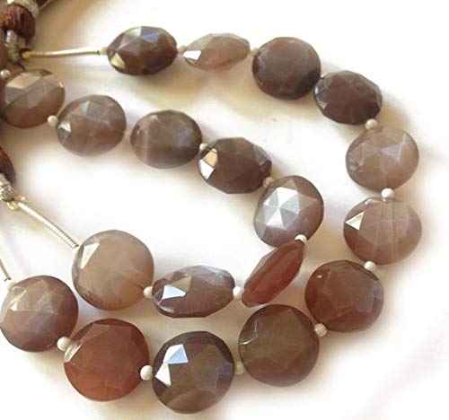 BEADS GEMSTONE Chocolate Moonstone faceted coins. Approx. 12.5-13mm 12 Beads Code-HIGH-58069 von WORLD WIDE GEMS