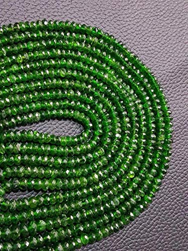 BEADS GEMSTONE Chrome Diopside Beads AAA+ Russian Sibirien Origin Chrome Diopside Faceted Rondelle Beads 7-4MM Size 12 Zoll Strand Code-HIGH-66617, Edelstein Metall Stein von WORLD WIDE GEMS