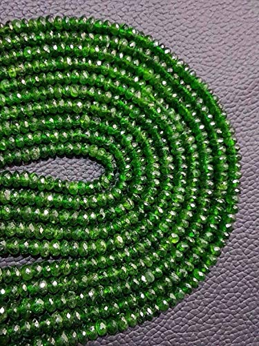 BEADS GEMSTONE Chrome Diopside Beads AAA+ Russian Sibirien Origin Chrome Diopside Faceted Rondelle Beads 7-4MM Size 16 Zoll Strand Code-HIGH-66618, Edelstein Metall Stein von WORLD WIDE GEMS