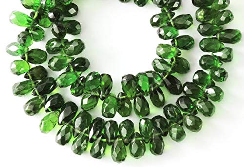 BEADS GEMSTONE Chrome Diopside Faceted Teardrop Briolette, 3,8mm to 4.7mm x 6-7.3mm, Natural Genuine Untreated Russian Pine Green Kelly Edelstein 10 PCS Code-HIGH-61208 von WORLD WIDE GEMS