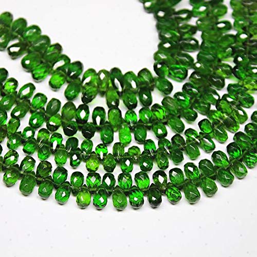 BEADS GEMSTONE Chrome Green Diopside Faceted Briolette Tear Drop Edelstein Handwerk Lose Perlen Strand 6 Zoll Lange 6mm 7mm Code-HIGH-27633 von WORLD WIDE GEMS