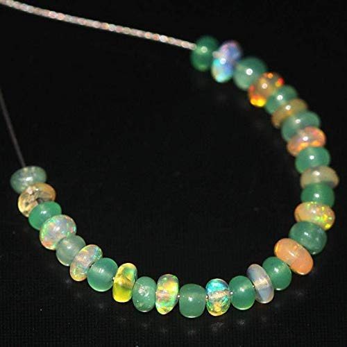 BEADS GEMSTONE Chrysoprase Green Äthiopian Fire Opal Smooth Rondelle Edelstein Handwerk Perlen Strand 2 Zoll Lange 5mm Code-HIGH-27842 von WORLD WIDE GEMS