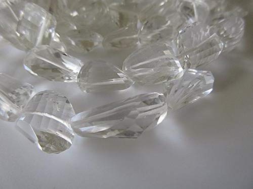 BEADS GEMSTONE Crystal Quarz Step Cut Faceted Tumble Beads, Natural Rock Quarz Kristall Perlen 12mm To 18mm Beads, 16 Zoll Strand Code-HIGH-50416 von WORLD WIDE GEMS