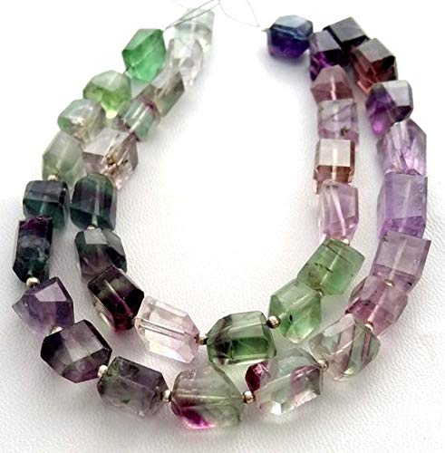 BEADS GEMSTONE FLUORITE Shaded facettierte Nuggets Shaped Beads,Nice Nuggets Amazing quality, size - 8mm to 9mm, 8.5 Inch Long strand [E1555]Fluorit Perlen Code-HIGH-32990 von WORLD WIDE GEMS