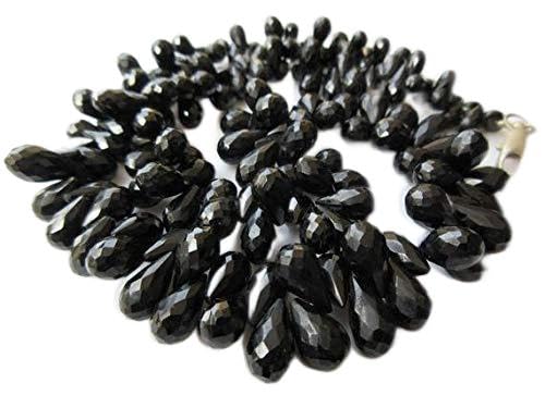 BEADS GEMSTONE Faceted Black Onyx Tear Drop Briolette Beads, Faceted Onyx Briolettes, Tear Drop Beads, 10mm To 15mm Beads, 18 Inch Beach Code-HIGH-48446 von WORLD WIDE GEMS