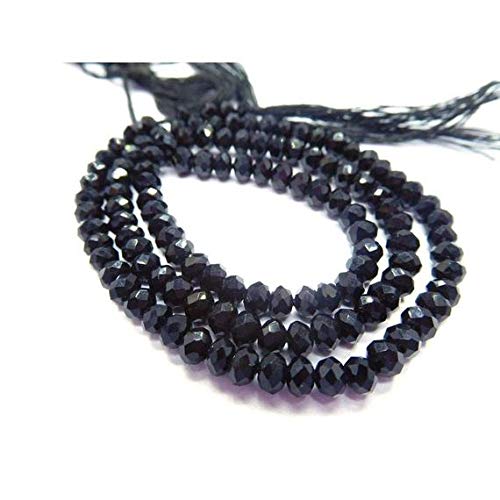 BEADS GEMSTONE Faceted Rondelle Shape Beads 4mm Natural Edelstein Schwarz Onyx 13 Zoll Lange Strand Rondelle Beads,Perlen,Rondelle, Faceted Beads, Rondelle, Round Elle-Bead, Code-HIGH-43686 von WORLD WIDE GEMS