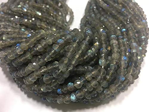 BEADS GEMSTONE Fire Labrarite Rondelle Faceted Beads, 13 Zoll Strand, 5mm Approx, Pack Of 5 Strände Code-HIGH-46710 von WORLD WIDE GEMS