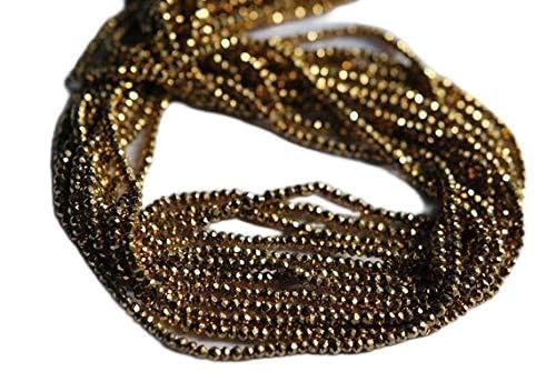 BEADS GEMSTONE Full 13 Zoll Strand,AAA Quality,Mystic Golden Pyrite Faceted Rondelles,Full Strand, 3.5mm size, Code-HIGH-56184 von WORLD WIDE GEMS