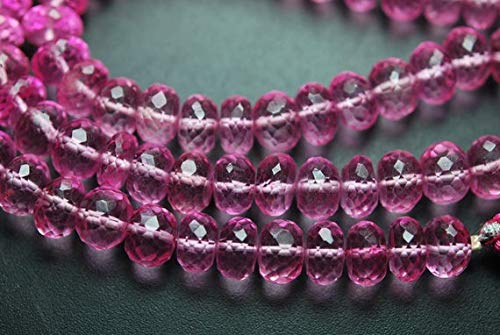 BEADS GEMSTONE Full 8 Inch Beach Mystic PINK Quarz Micro Faceted RONDELLS,8-9mm Code-HIGH-65012 von WORLD WIDE GEMS