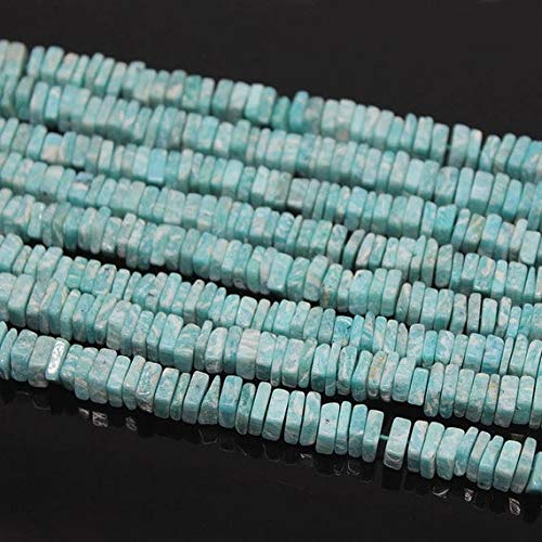 BEADS GEMSTONE Green Amazonite Smooth Square Heishi Cube Edelstein Lose Craft Beads Strand 17 Zoll Lange 4mm 5mm Code-HIGH-21300 von WORLD WIDE GEMS