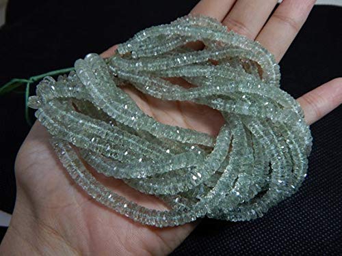 BEADS GEMSTONE Green Amethyst Heishi Beads 100 Persent Natural Edelstein Green Amethyst Reifen-Form Faceted Perlen Größe 6,8x5,2 mm 9,5 Zoll Long Inches Strand. Code-HIGH-42027 von WORLD WIDE GEMS