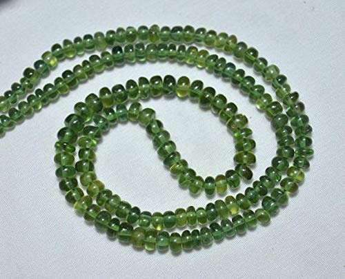 BEADS GEMSTONE Green Apatite Beads, Apatite Edelstein Stone, 4mm - 5,5mm Perlen, Plain Rondelle, Edelstein für Schmuck, 18 Zoll Strand Code-HIGH-24242 von WORLD WIDE GEMS