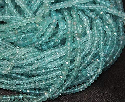 BEADS GEMSTONE Green Apatite Israel Micro Faceted Loose Rondelle Edelstein Handwerk Perlen Strand 14 Zoll Lange 3,5mm Code-HIGH-27367 von WORLD WIDE GEMS