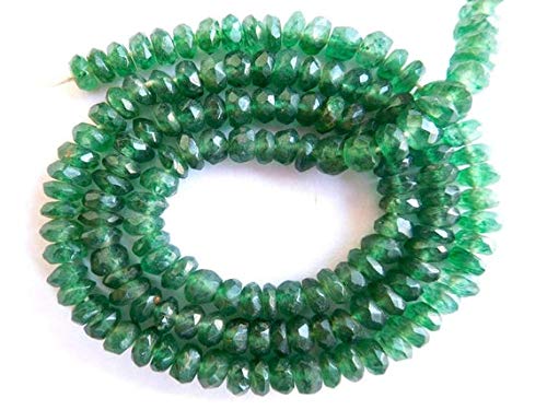 BEADS GEMSTONE Green Aventurian Natural Edelstein Faceted Rondelle Shape Beads 3-4 MM Rondelle Perlen Perlen Rondelle Perlen Rondelle Perlen Code-HIGH-43717 von WORLD WIDE GEMS