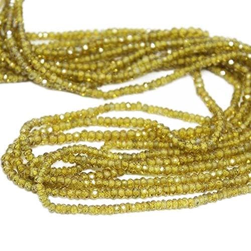 BEADS GEMSTONE Green Olive Zirkon Micro Faceted Lose Rondelle Edelstein Handwerk Perlen Strand 14 Zoll Lange 3mm Code-HIGH-20686 von WORLD WIDE GEMS