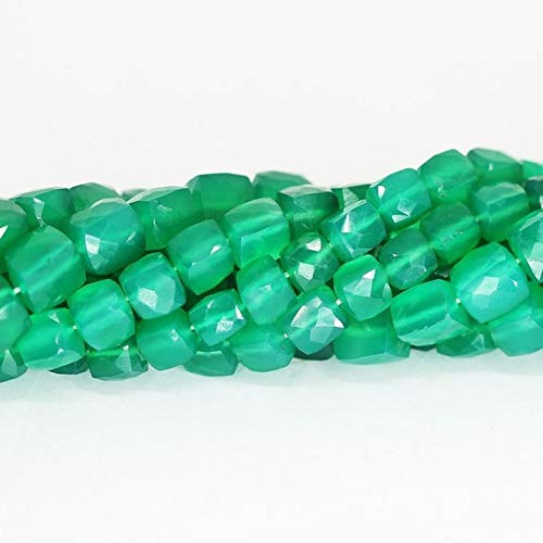 BEADS GEMSTONE Green Onyx Faceted Square Box Cube Edelstein Lose Craft Beads Strand 10 Zoll Lange 7mm 9mm Code-HIGH-26937 von WORLD WIDE GEMS