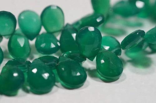 BEADS GEMSTONE Green Onyx Faceted Teardrop Perlen Natürliche Edelstein Perlen Schmuck Herstellung Lieferungen 8x7x4,6mm 8 Zoll Long STRAND. Code-HIGH-43602 von WORLD WIDE GEMS