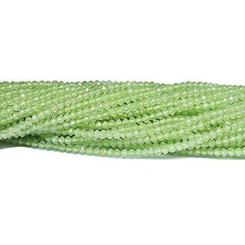 BEADS GEMSTONE Green Prehnite Micro Faceted Loose Rondelle Edelstein Craft Beads Strand 13 Zoll Lange 2mm Code-HIGH-21257 von WORLD WIDE GEMS