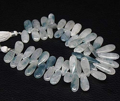 BEADS GEMSTONE Himalayan Ice Quartz Blue Smooth Briolette Pear Drop Edelstein Handwerk Lose Perlen Strand 8 Zoll Lange 15mm 28mm Code-HIGH-27058 von WORLD WIDE GEMS