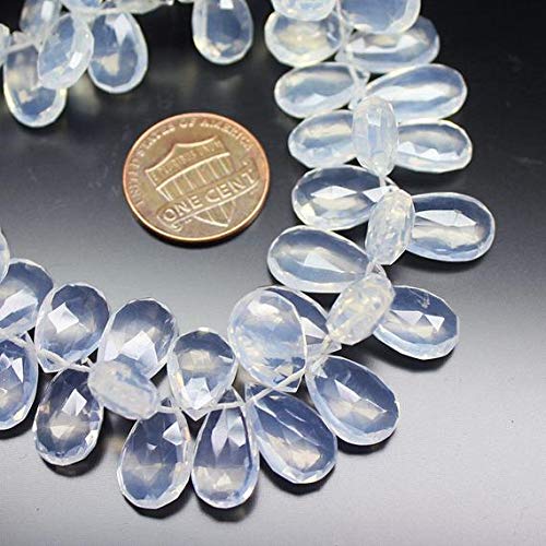 BEADS GEMSTONE Ice Quarz Faceted Briolette Birne Tropfen Edelstein Handwerk Lose Perlen Starnd 8 Zoll Lange 14mm 11mm Code-HIGH-26587 von WORLD WIDE GEMS