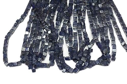 BEADS GEMSTONE Iolite Plain Box Shape Briolettes, Iolite Plain Box Shape Edelstein für Schmuck, 5mm Approx, 8 Zoll Halb Strand Code-HIGH-25200 von WORLD WIDE GEMS