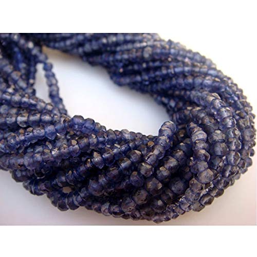 BEADS GEMSTONE Iolite Rondelles, Micro Faceted Edelstein Perlen, 3mm Perlen, Großhandel Preis,14 Zoll Strand Code-HIGH-49763 von WORLD WIDE GEMS