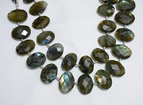 BEADS GEMSTONE Labrarite Beads, Blue Fire Labrarite, 12x16mm Approx., Faceted Oval Shape, Edelsteinperlen, 8 Zoll Strand Code-HIGH-30522 von WORLD WIDE GEMS