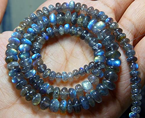 BEADS GEMSTONE Labrarite Blue Flash Smooth Beads Rondelle Shape 5x9.mm Approx 18 Inch Long Inches Code-HIGH-71798 von WORLD WIDE GEMS